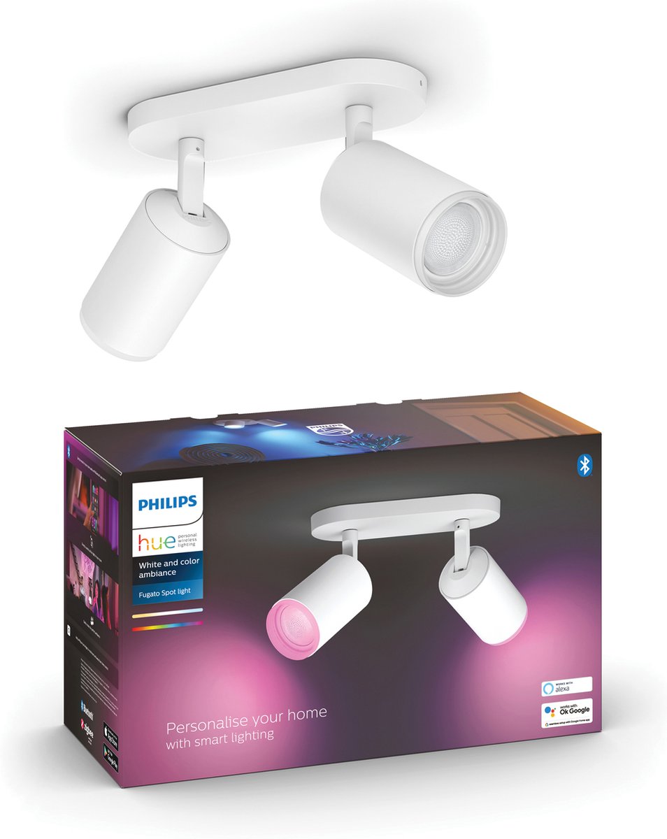 Spot en saillie Philips hue fugato - lumière blanche et colorée - 2 spots - blanc