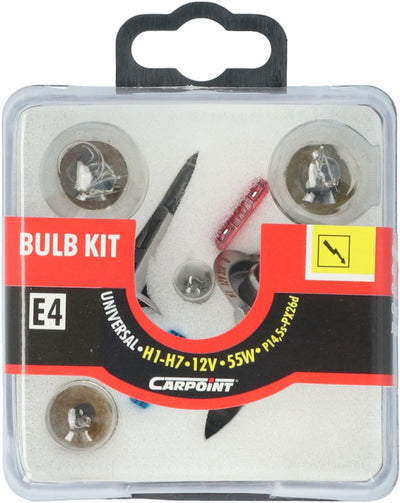 Carpoint Jeu de 8 lampes de rechange pour voiture h1 h7 - 6 lampes - 2 fusibles - boîte de rangement pratique - label de qualité E - durable et fiable - installation facile