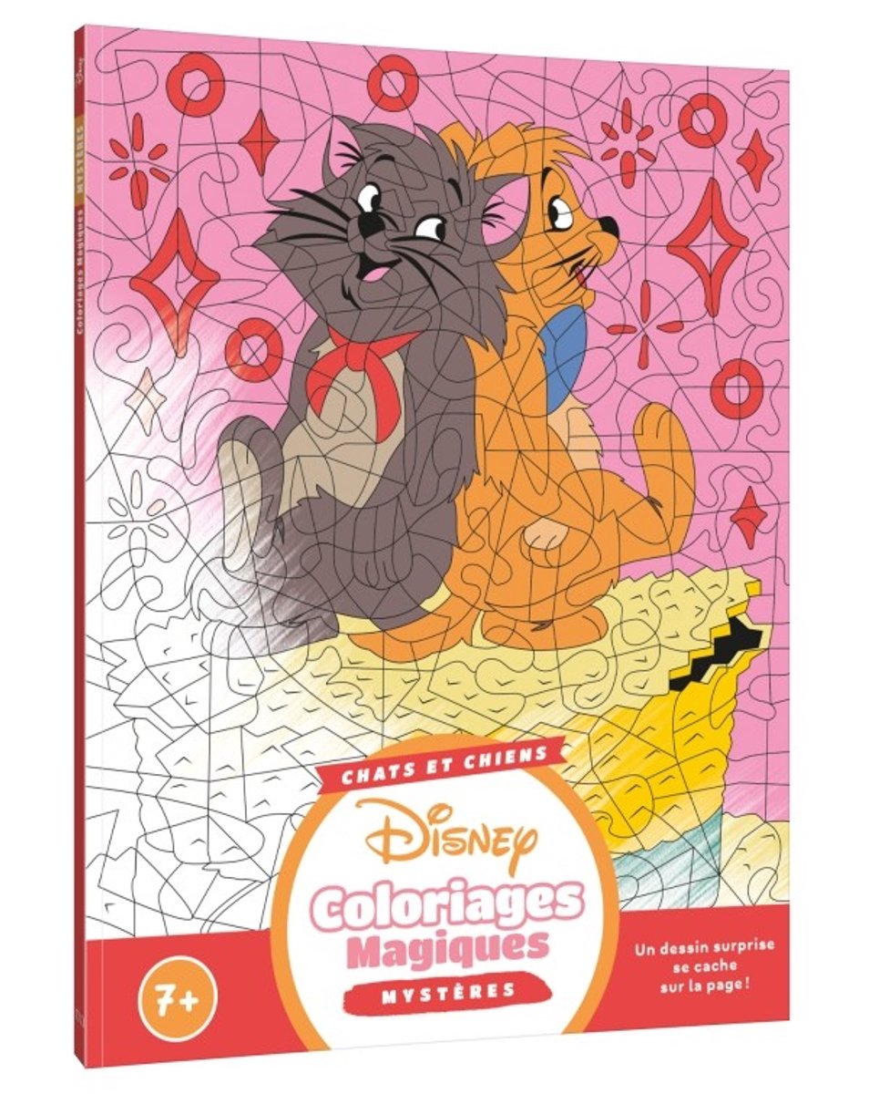 Hachette - jeunesse disney - mes coloriages magiques mystères chien et chats - hachette jeunesse - livre de coloriage pour les enfants à partir de 7 ans