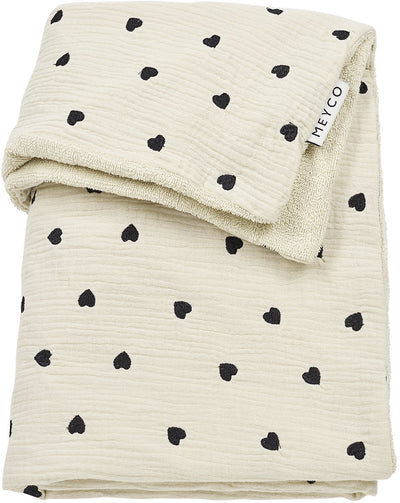 Couverture de berceau Meyco baby sweet heart - hydrophile prélavée - sable doux - 75x100cm - 1,5 tog
