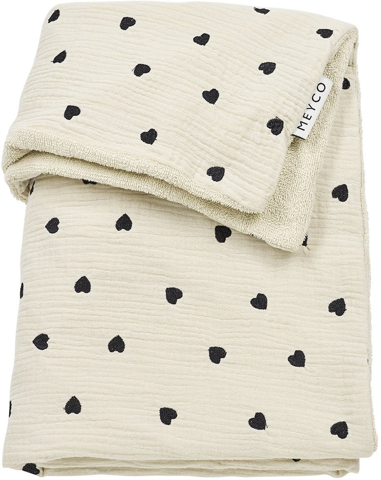 Couverture de berceau Meyco baby sweet heart - hydrophile prélavée - sable doux - 75x100cm - 1,5 tog