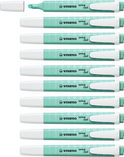 Stabilo swing cool - surligneur - parfait pour les déplacements - pastel - touche de turquoise - boîte de 10 pièces