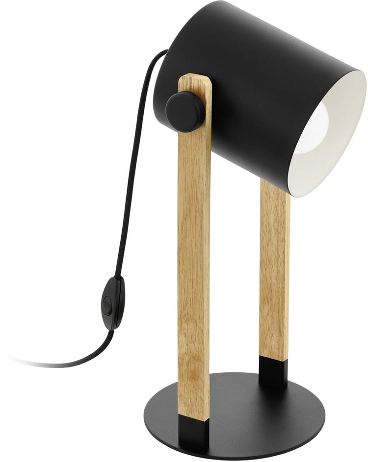 Lampe de table Eglo en corne - 1 lumière - 42cm - E27 - bois noir - Bois FSC
