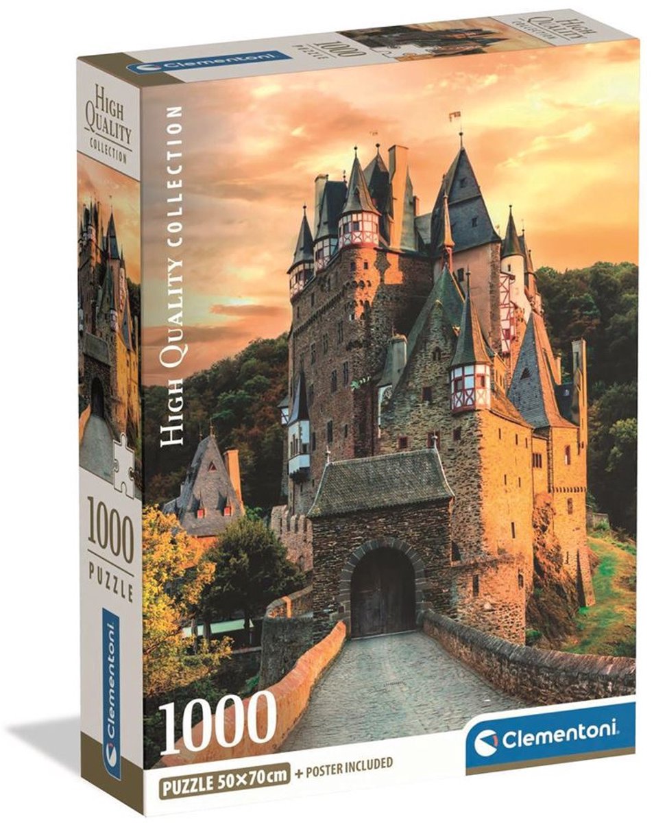 Clementoni – l'heure d'or du château d'eltz – puzzle 1000 pièces – affiche
