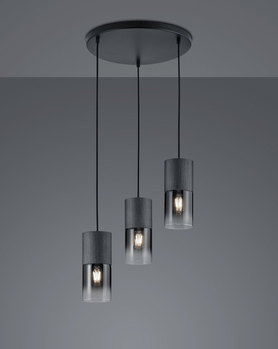 Trio robin - lampe suspendue - noir mat - excl. 3x e27 28w