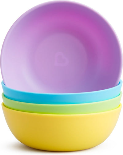 Bols multicolores Munchkin pour enfants - couleurs gaies - passent au micro-ondes et au lave-vaisselle - par 4 pièces