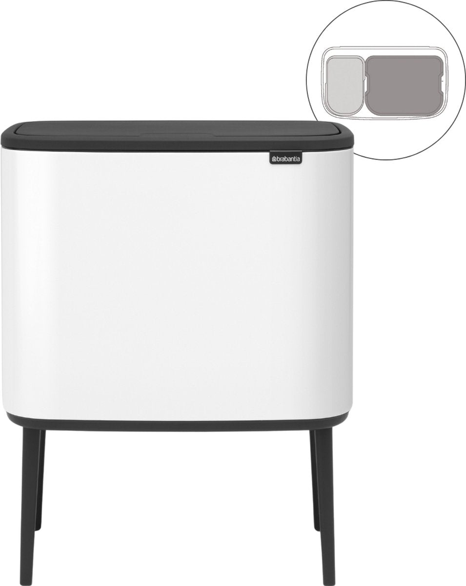 Poubelle Brabantia bo touch bin - 11 + 23 litres - tri sélectif - blanc
