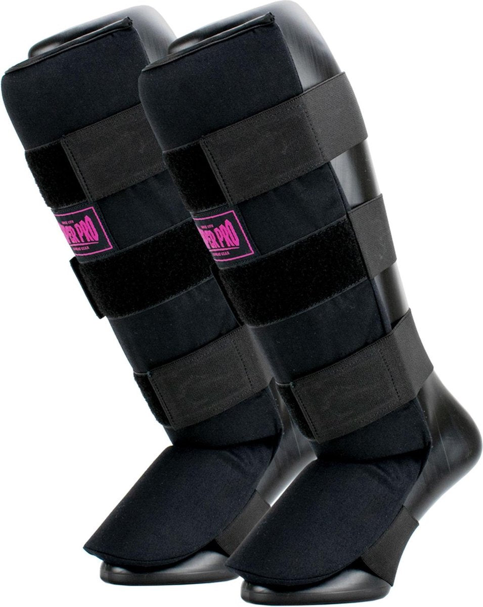 Protège-tibia Super Pro Combat Gear Savior noir rose petit