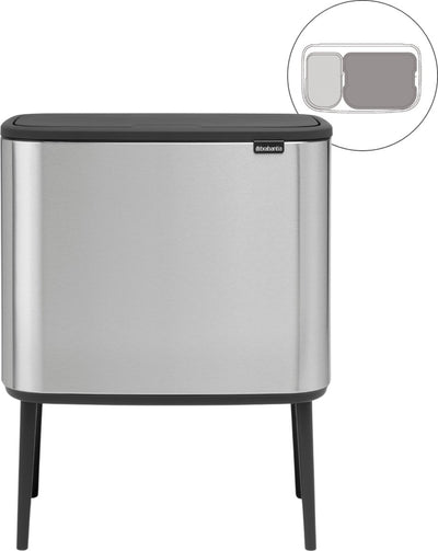 Poubelle Brabantia bo touch bin - 11 + 23 litres - tri des déchets - acier mat résistant aux empreintes digitales
