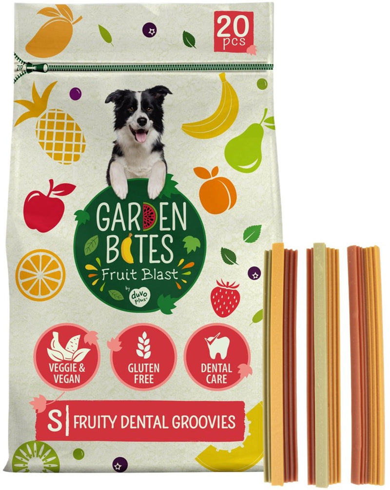 Duvo plus garden bouchées - fruité dentaire groovies collations pour chiens - friandises pour chiens - végétarien sans gluten - petit 20 pcs