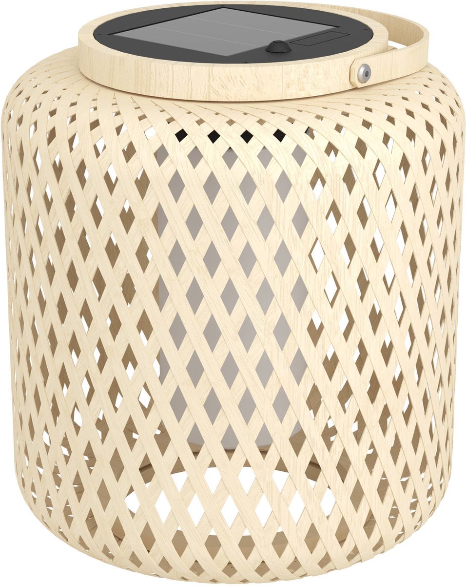 Eglo marliano lampe de table solaire extérieur - énergie solaire - LED - 24 cm - marron noir blanc - bois - rechargeable