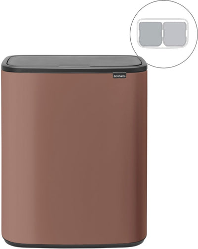Poubelle Brabantia bo touch bin - 2 x 30 litres - tri sélectif - taupe satiné
