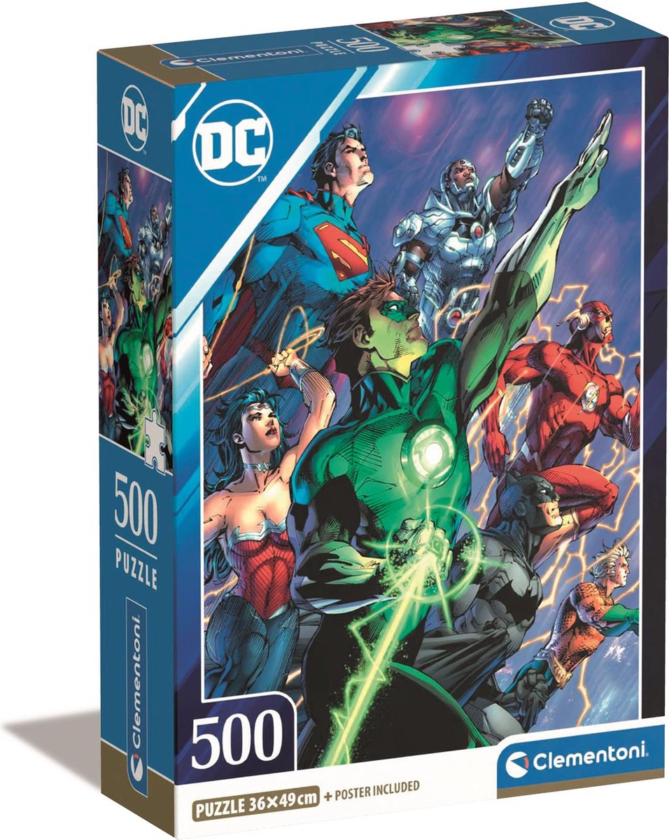 Clementoni - puzzle - 500 pièces - dc comics - boîte compacte - collection haute qualité