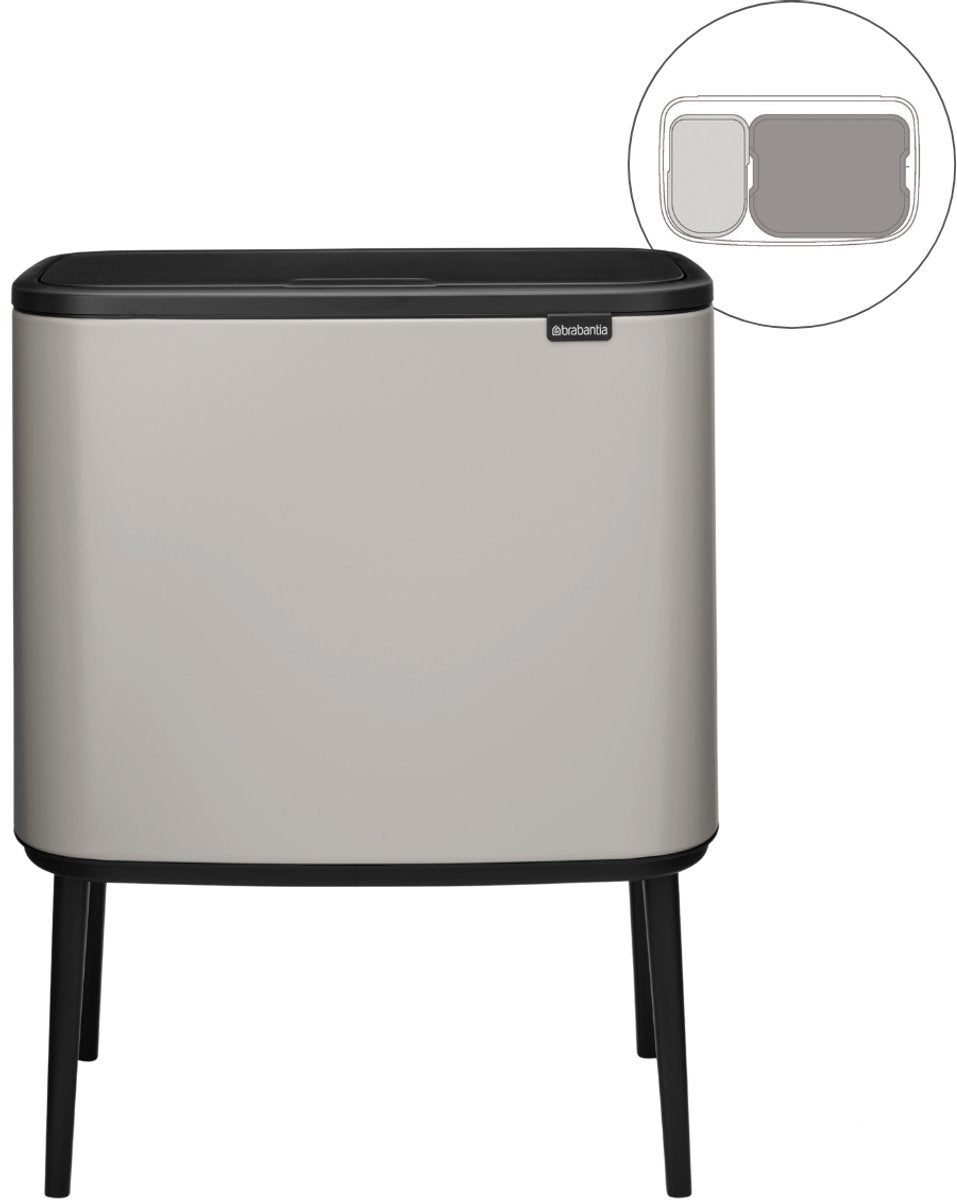 Poubelle Brabantia bo touch bin - 11 + 23 litres - tri des déchets - gris doux