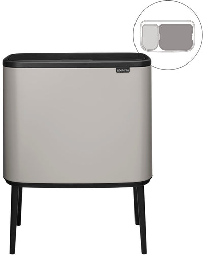 Poubelle Brabantia bo touch bin - 11 + 23 litres - tri des déchets - gris doux
