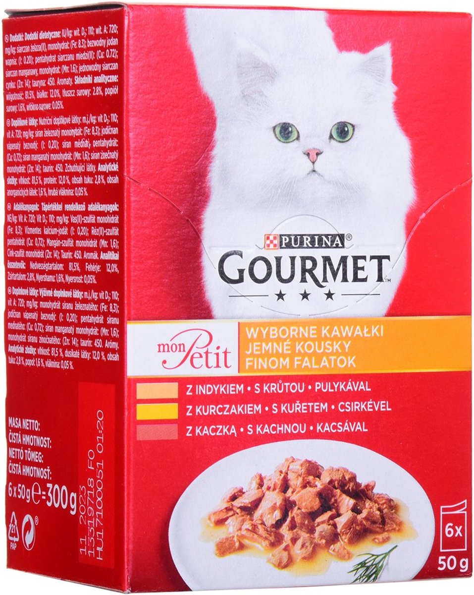 Purina nourriture pour chat gourmet poulet paon canard 6 x 50 g