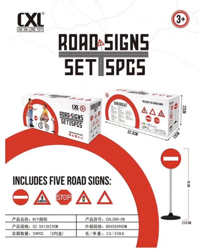 Amuuso 5 traffic signs 21 cm + post 70 cm.