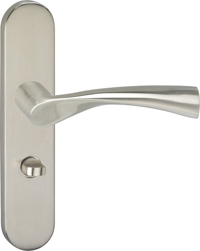 Poignée de porte Impresso - Wigston - pour l'intérieur - bouclier de porte ovale avec serrure de toilette - acier inoxydable - 2 pièces
