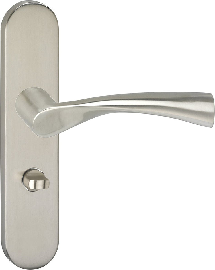 Poignée de porte Impresso - Wigston - pour l'intérieur - bouclier de porte ovale avec serrure de toilette - acier inoxydable - 2 pièces