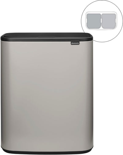 Poubelle Brabantia bo touch bin - 2 x 30 litres - tri sélectif - gris doux