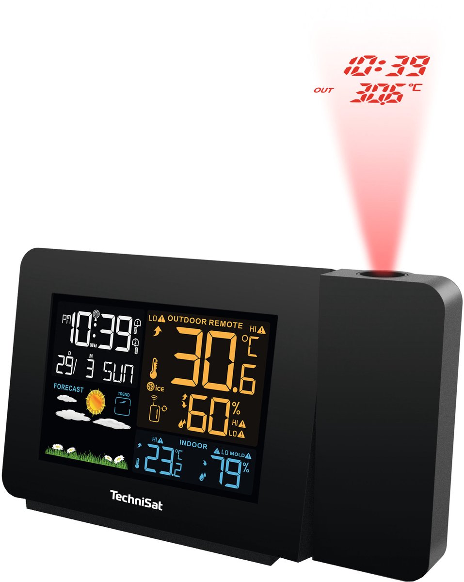 Technisat imeteo p1 Station météo intérieure et extérieure - projection - hygromètre - noir