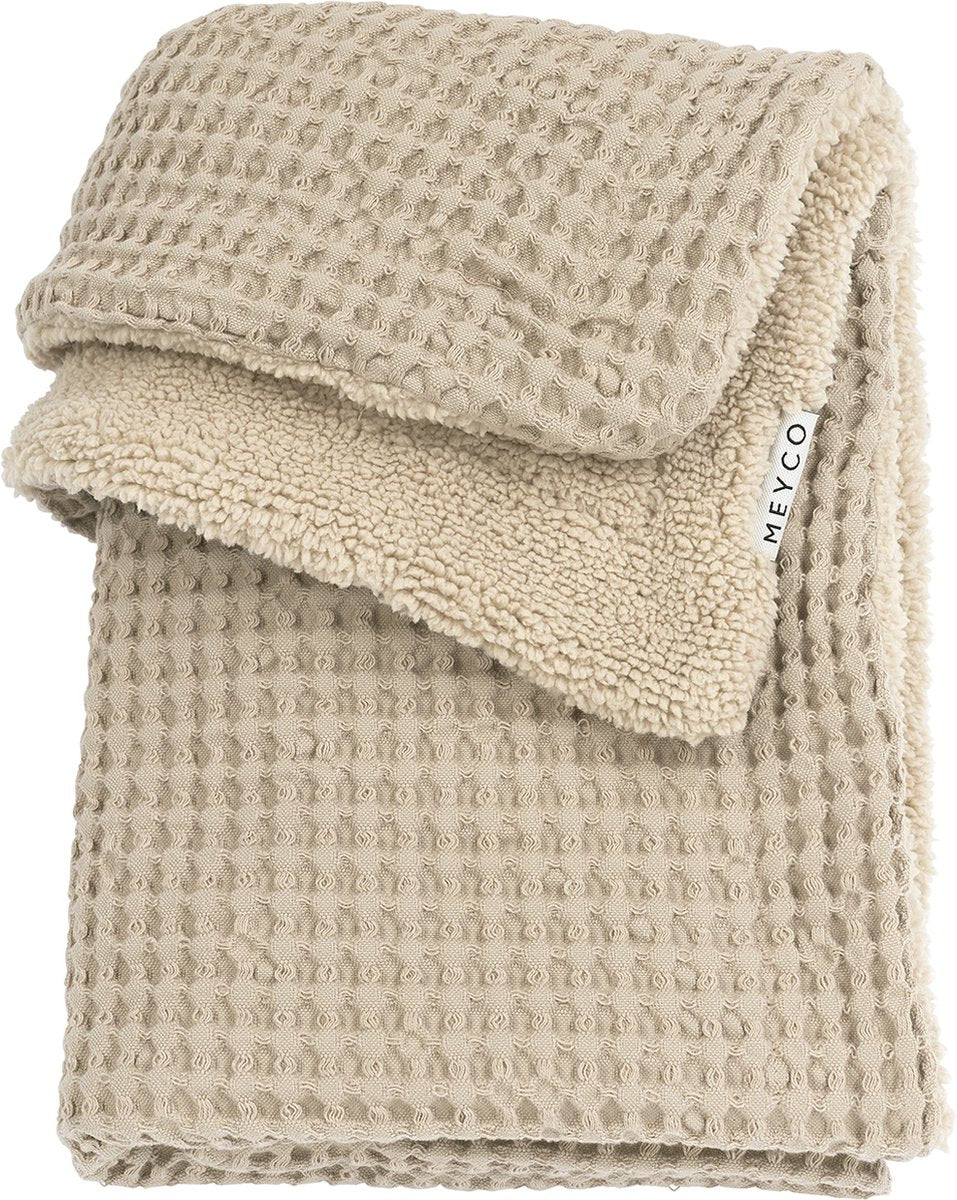 Couverture de berceau en peluche gaufrée Meyco - sable - 100x150cm - 2,0 tog