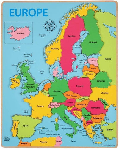 Puzzle en bois Bigjigs - Europe - 25 pièces - 30 x 38 cm