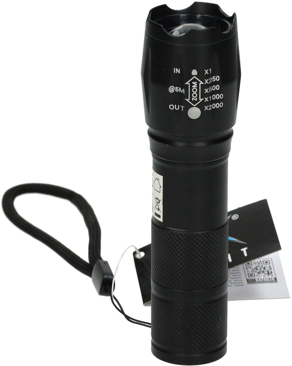 Lampe de poche noire, 13cm