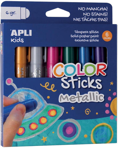 Apli enfants peinture bâton de couleur métallisé 6x