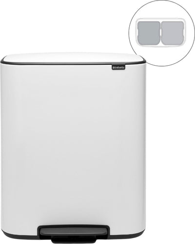 Poubelle Brabantia bo - 2 x 30 litres - tri sélectif - blanc