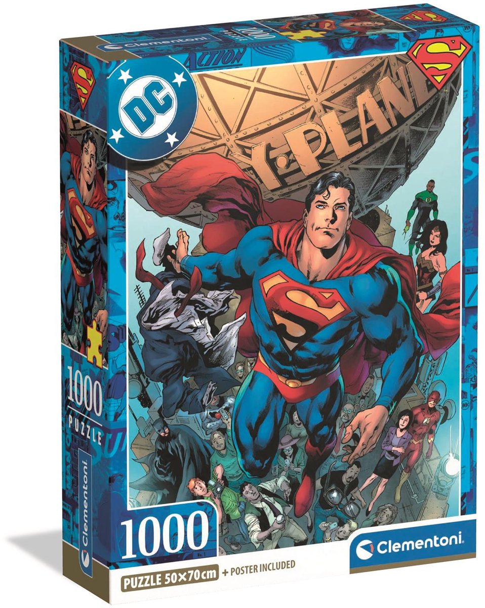 Clementoni - puzzle - superman - dc - 1000 pièces - avec poster - à partir de 18 ans
