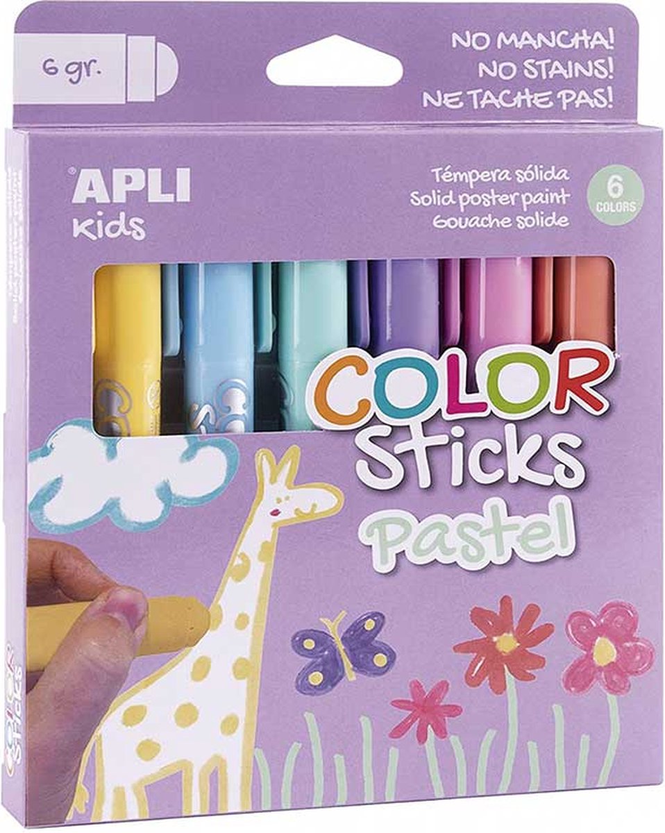 Apli enfants peinture bâton de couleur couleurs pastel - 6 couleurs