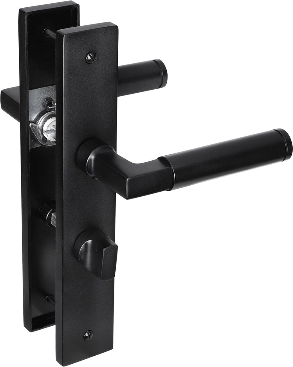 Ferrure de porte intérieure Impresso aston - bouclier de porte carré avec vis et serrure de toilette - aluminium - noir
