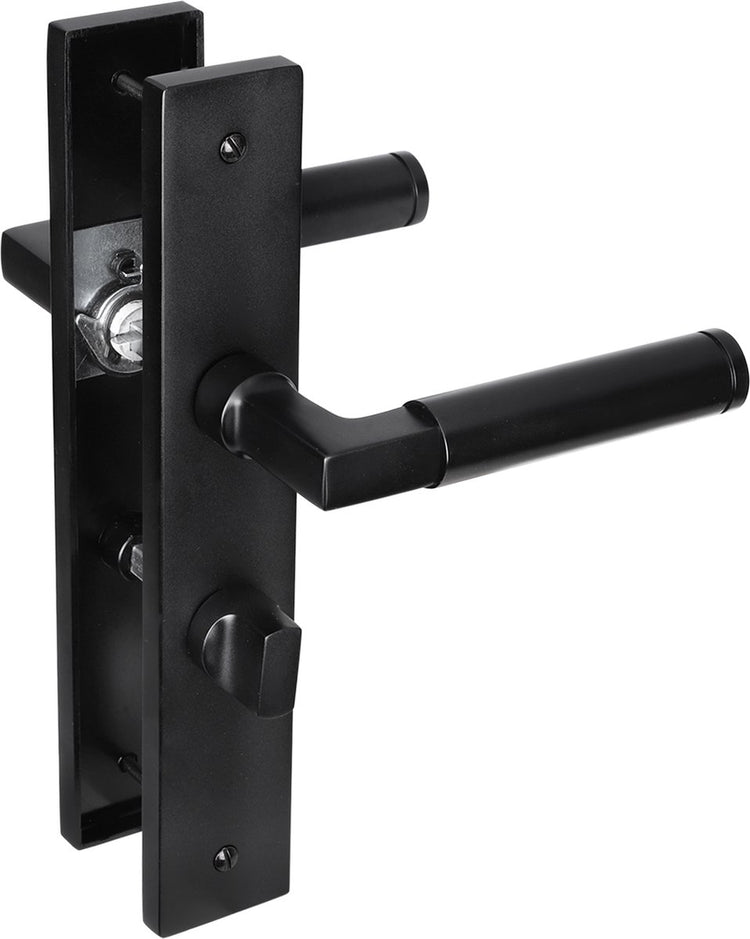 Ferrure de porte intérieure Impresso aston - bouclier de porte carré avec vis et serrure de toilette - aluminium - noir