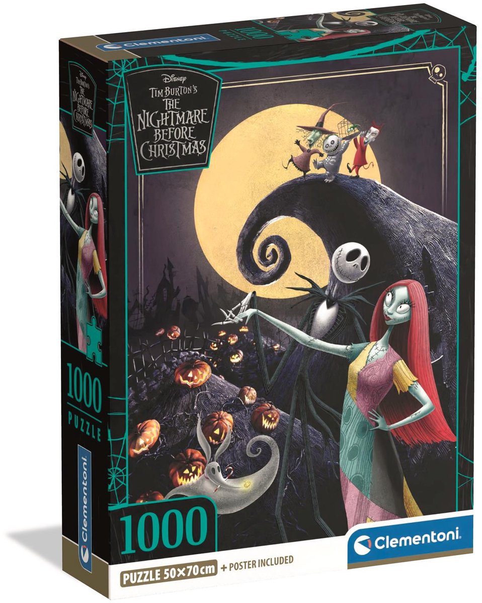 Clementoni - puzzle - 1000 pièces - Disney L'étrange Noël de Monsieur Jack - boîte compacte