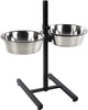 Bol à nourriture pour chien Flamingo - support de table duo otis argent noir 2x4l - bol à manger et à boire réglable avec bols en acier inoxydable