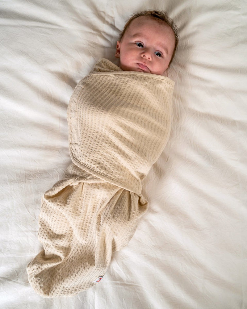 Lodger bundler - sac de couchage swaddle - crème - 0,3 tog - 60cm (0-4m) - coton seersucker - tissu d'emmaillotage