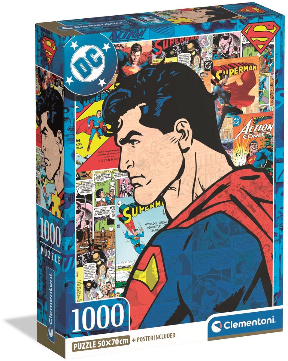 Clementoni - puzzle - superman - dc - 1000 pièces - avec poster - à partir de 18 ans