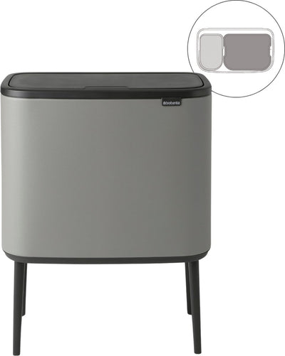 Poubelle Brabantia bo touch bin - 11 + 23 litres - tri des déchets - gris béton minéral