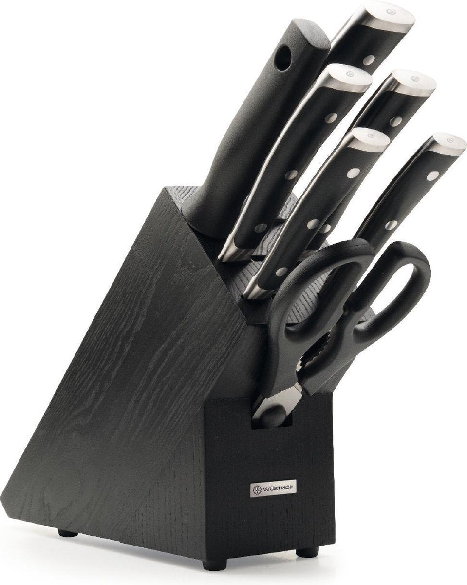 Wusthof classic ikon - bloc à couteaux avec 7 articles - acier inoxydable