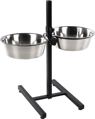 Bol à nourriture pour chien Flamingo - support de table duo otis argent noir 2x4l - bol à manger et à boire réglable avec bols en acier inoxydable