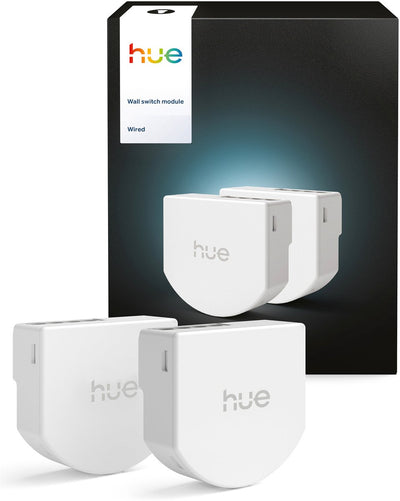 Interrupteur mural filaire Philips Hue - contient 2 modules - sans piles, fil neutre requis - éclairage intelligent