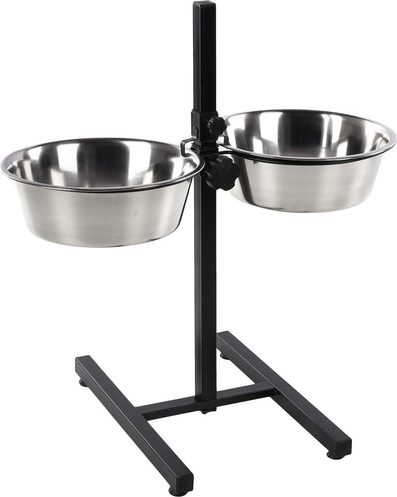 Bol à nourriture pour chien Flamingo - support de table duo otis argent noir 2x4l - bol à manger et à boire réglable avec bols en acier inoxydable