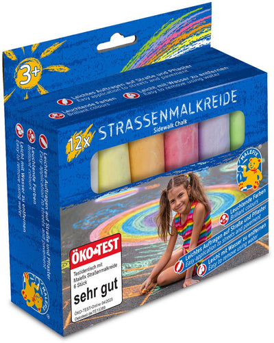 Craie de trottoir Pustefix - 12 pièces - donne de la couleur au monde - 4 ans
