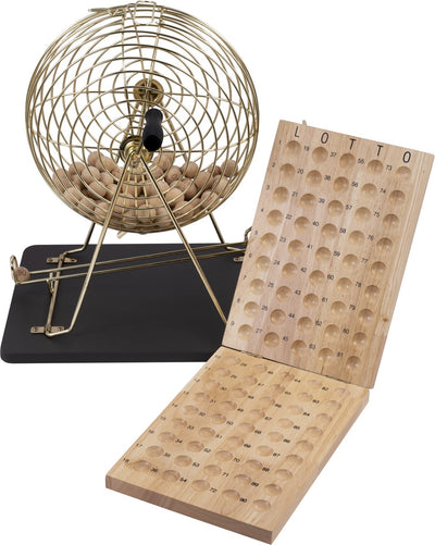 Moulin à dérive Engelhart complet - avec tableau de commande en bois 90 boules en bois - panier en métal ø 30 cm - kit de dérive complet pour les soirées de match à domicile -