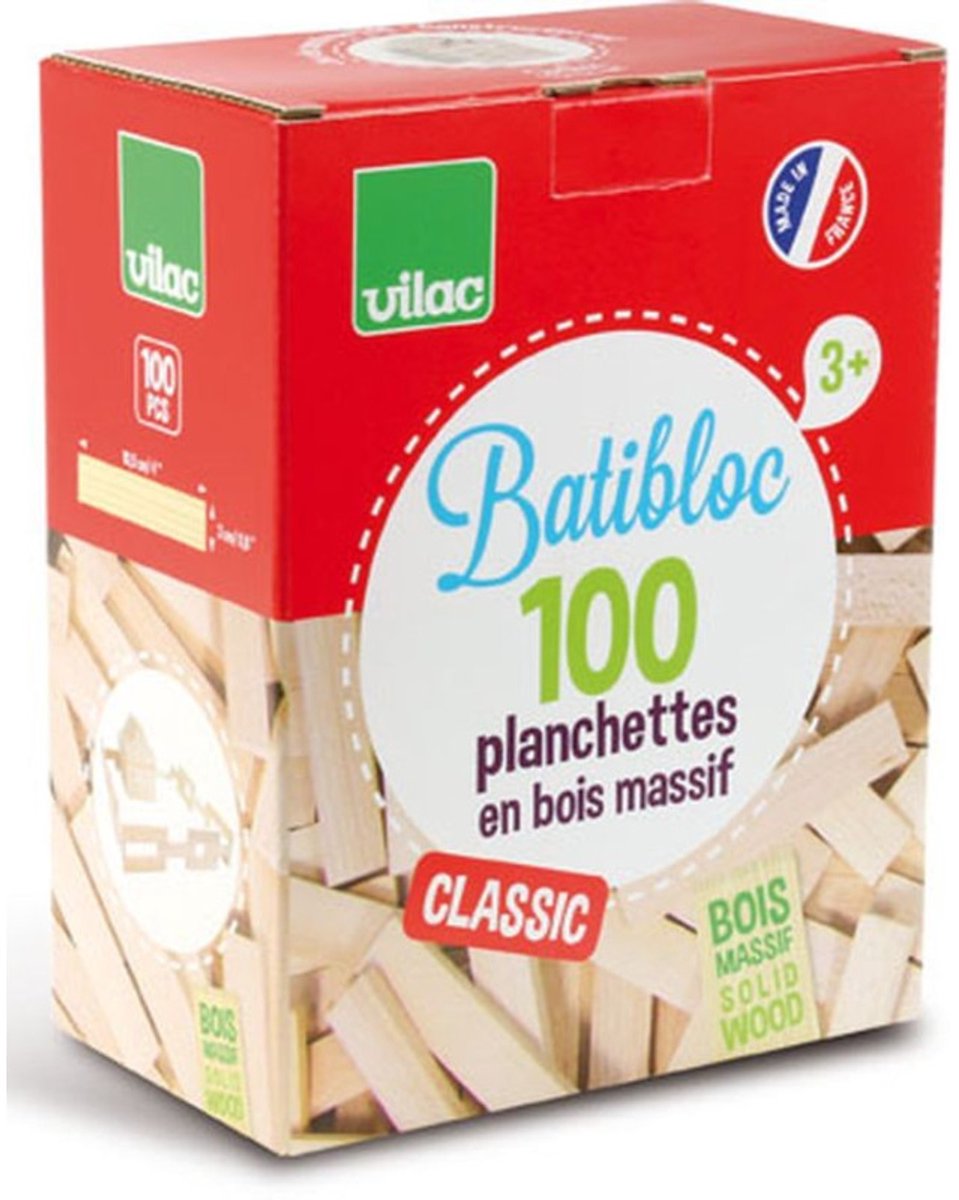 Vilac batibloc-classic 100 planches en bois naturel