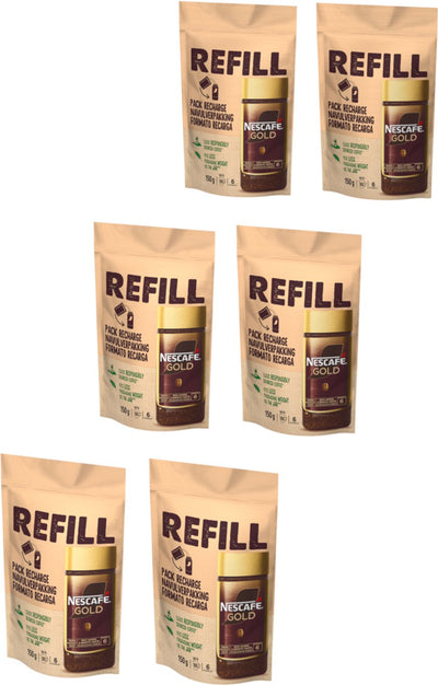 Emballage de recharge Nescafé Gold pour café instantané - 6 sachets x 150g - pack économique