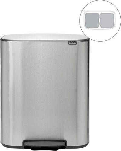 Poubelle Brabantia bo - 2 x 30 litres - tri des déchets - acier mat résistant aux empreintes digitales