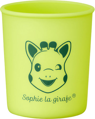 Gobelet Sophie la girafe - vaisselle pour enfants - gobelet - passe au lave-vaisselle et au micro-ondes - silicone - dans une boîte cadeau blanc rouge - vert