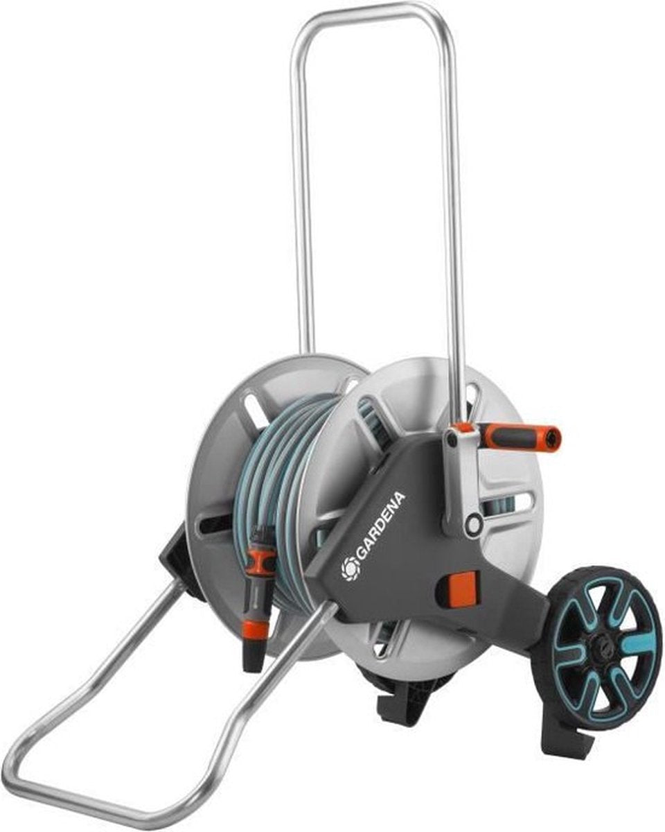 Chariot métallique Gardena 25 m avec tuyau argent